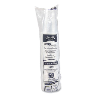 Conex ClearPro Plastic Cold Cups, Plastic, 16 oz, Clear, 50/Pack, 20 Packs/Carton
