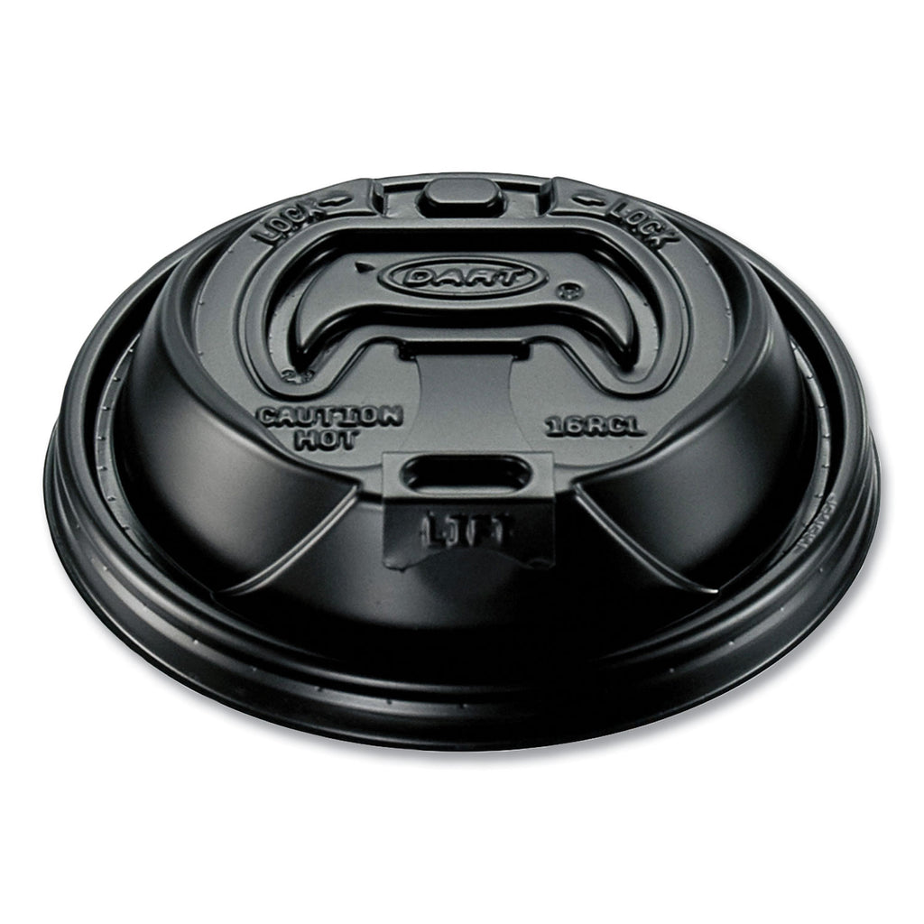 Dart Black Plastic Reclosable Lids - Round - Plastic - 1000 / Carton - 100 Per Bag - Black