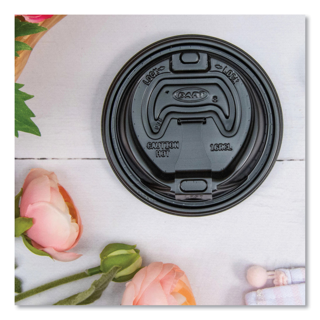 Dart Black Plastic Reclosable Lids - Round - Plastic - 1000 / Carton - 100 Per Bag - Black