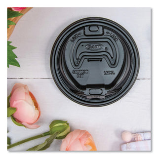 Dart Black Plastic Reclosable Lids - Round - Plastic - 1000 / Carton - 100 Per Bag - Black