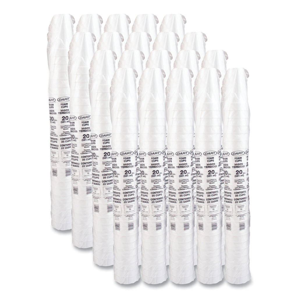 Foam Drink Cups, 20 oz, White, 500/Carton