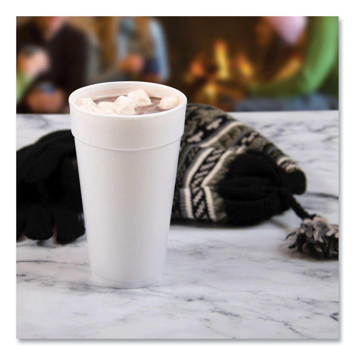 Foam Drink Cups, 20 oz, White, 500/Carton - 