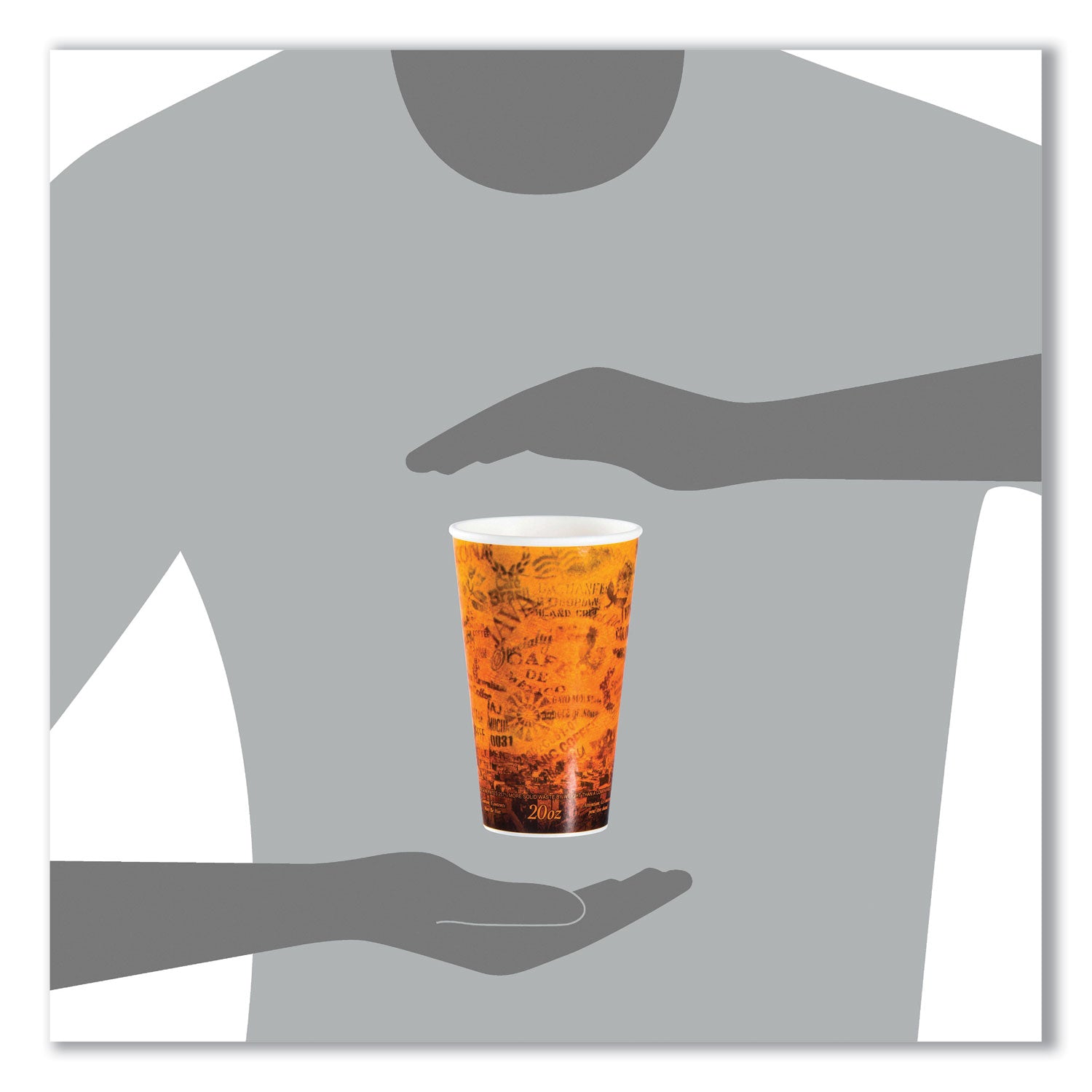 Fusion Escape Foam Hot/Cold Cups, 20 oz, Brown/Black, 500/Carton