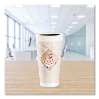 Cafe G Foam Hot/Cold Cups, 20 oz, Brown/Red/White, 20/Pack