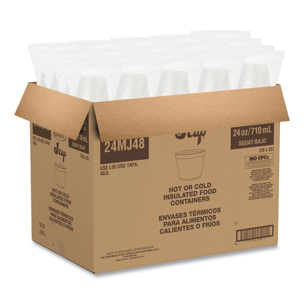 Foam Containers, 24 oz, White, 25/Bag, 20 Bags/Carton