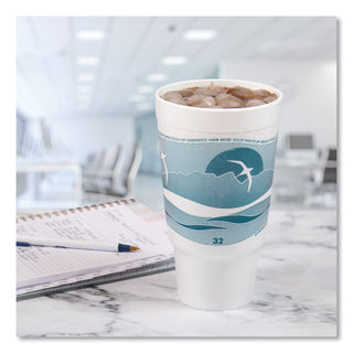 Horizon Hot/Cold Foam Drinking Cups, 32 oz, Teal/White, 16/Bag, 25 Bags/Carton