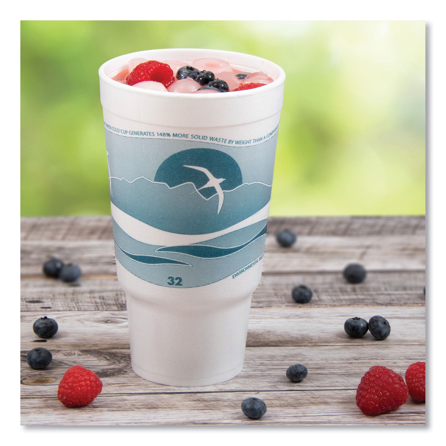 Horizon Hot/Cold Foam Drinking Cups, 32 oz, Teal/White, 16/Bag, 25 Bags/Carton
