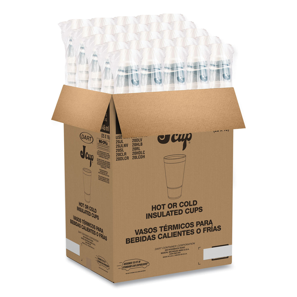 Horizon Hot/Cold Foam Drinking Cups, 32 oz, Teal/White, 16/Bag, 25 Bags/Carton