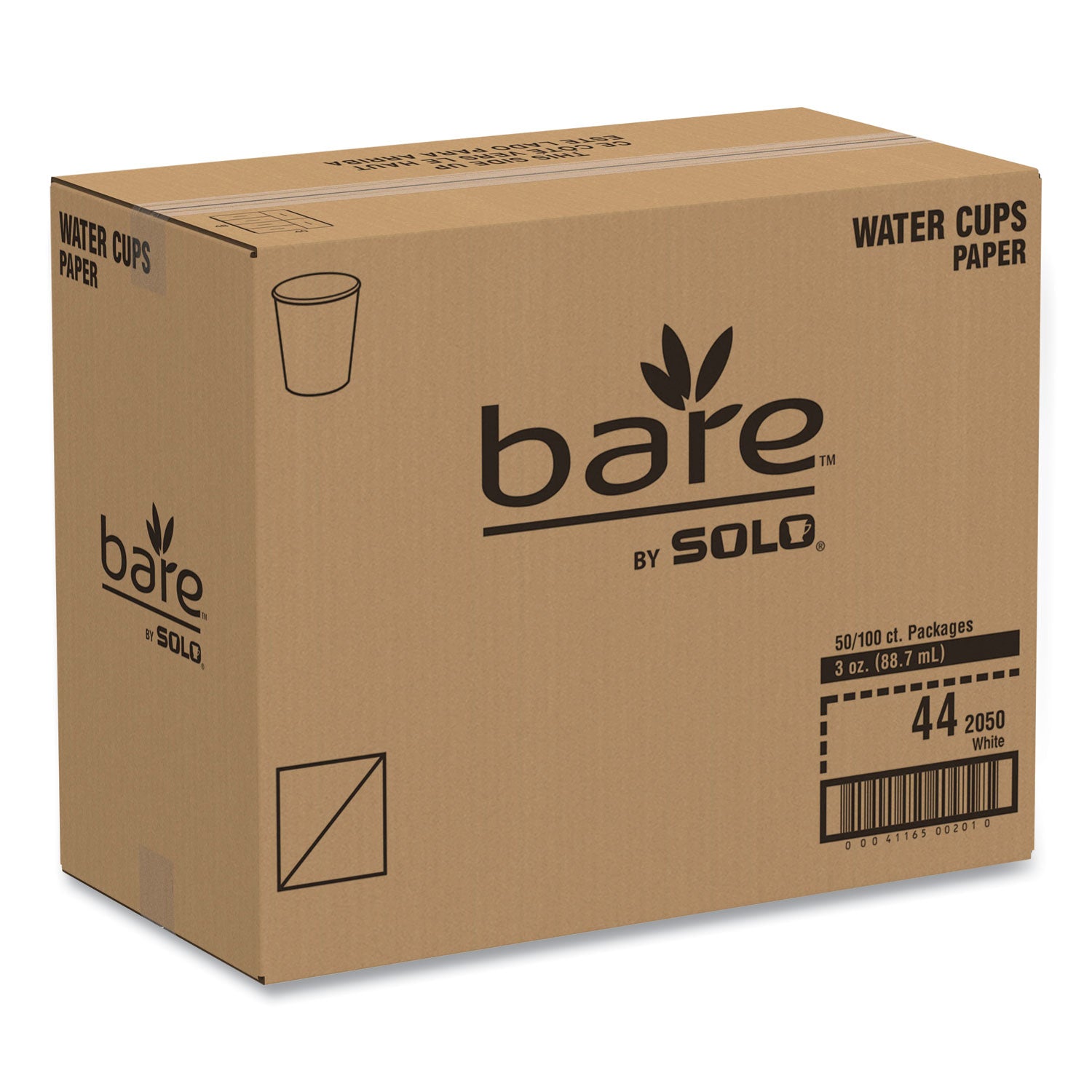 White Paper Water Cups, ProPlanet Seal, 3 oz, 100/Bag, 50 Bags/Carton