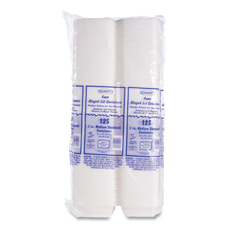 Foam Hinged Lid Containers, 5.38 x 5.5 x 2.88, White, 500/Carton