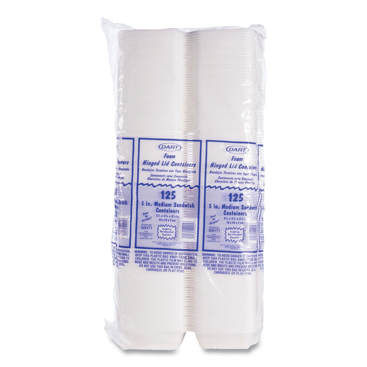 Foam Hinged Lid Containers, 5.38 x 5.5 x 2.88, White, 500/Carton