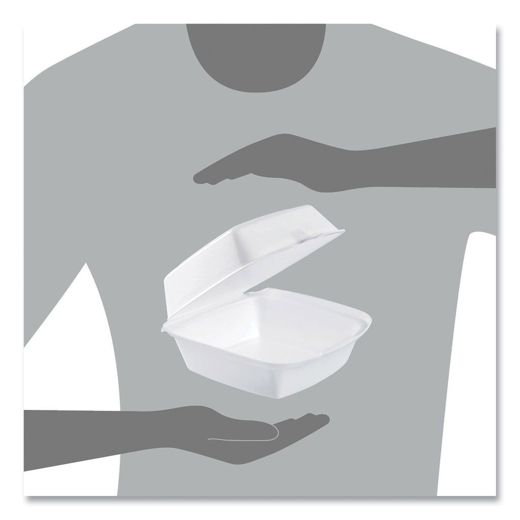 Foam Hinged Lid Containers, 6 x 5.78 x 3, White, 500/Carton