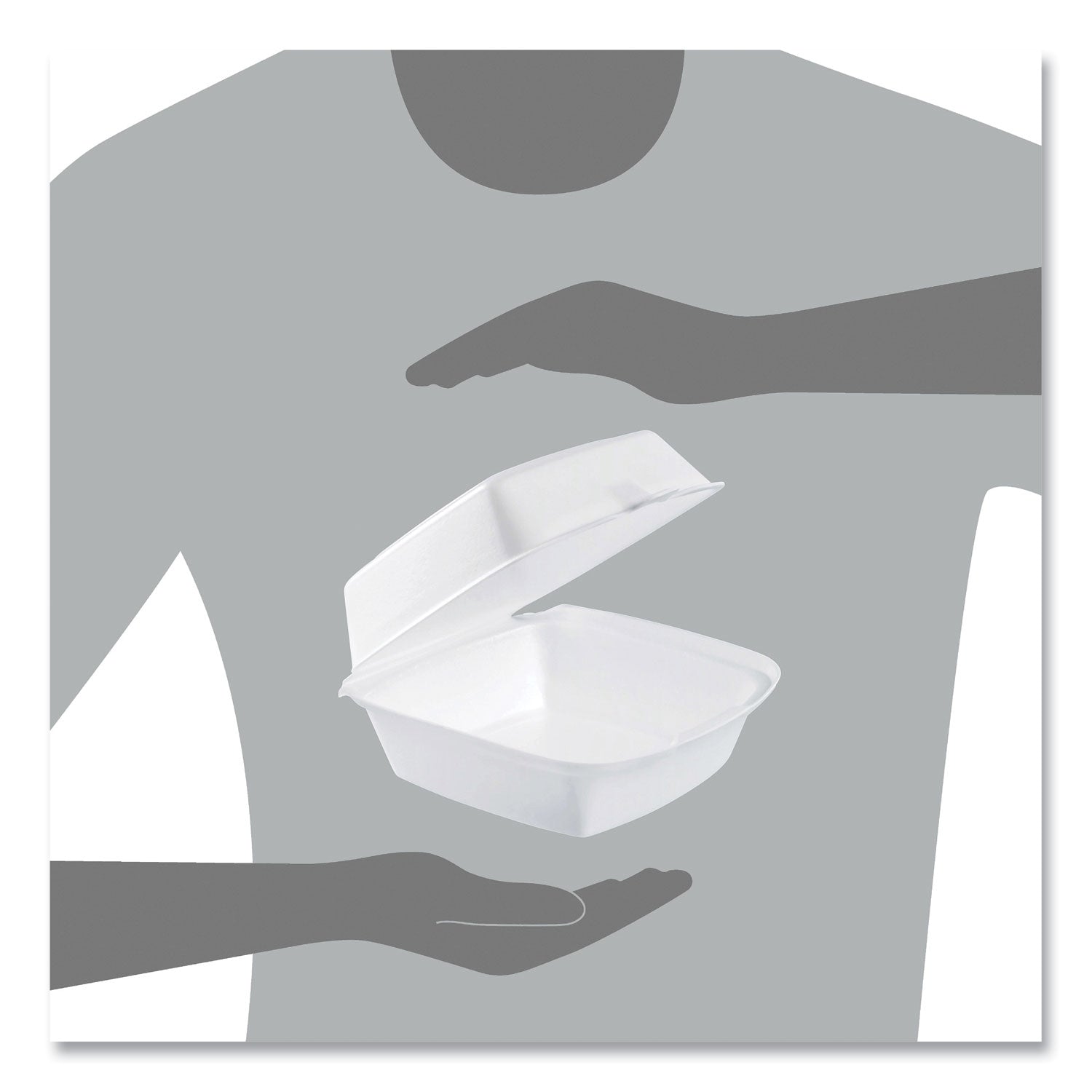 Foam Hinged Lid Containers, 6 x 5.78 x 3, White, 500/Carton