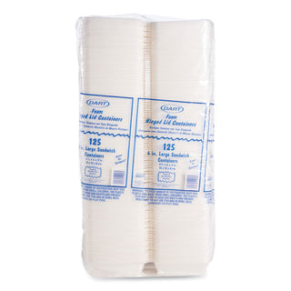 Foam Hinged Lid Containers, 6 x 5.78 x 3, White, 500/Carton