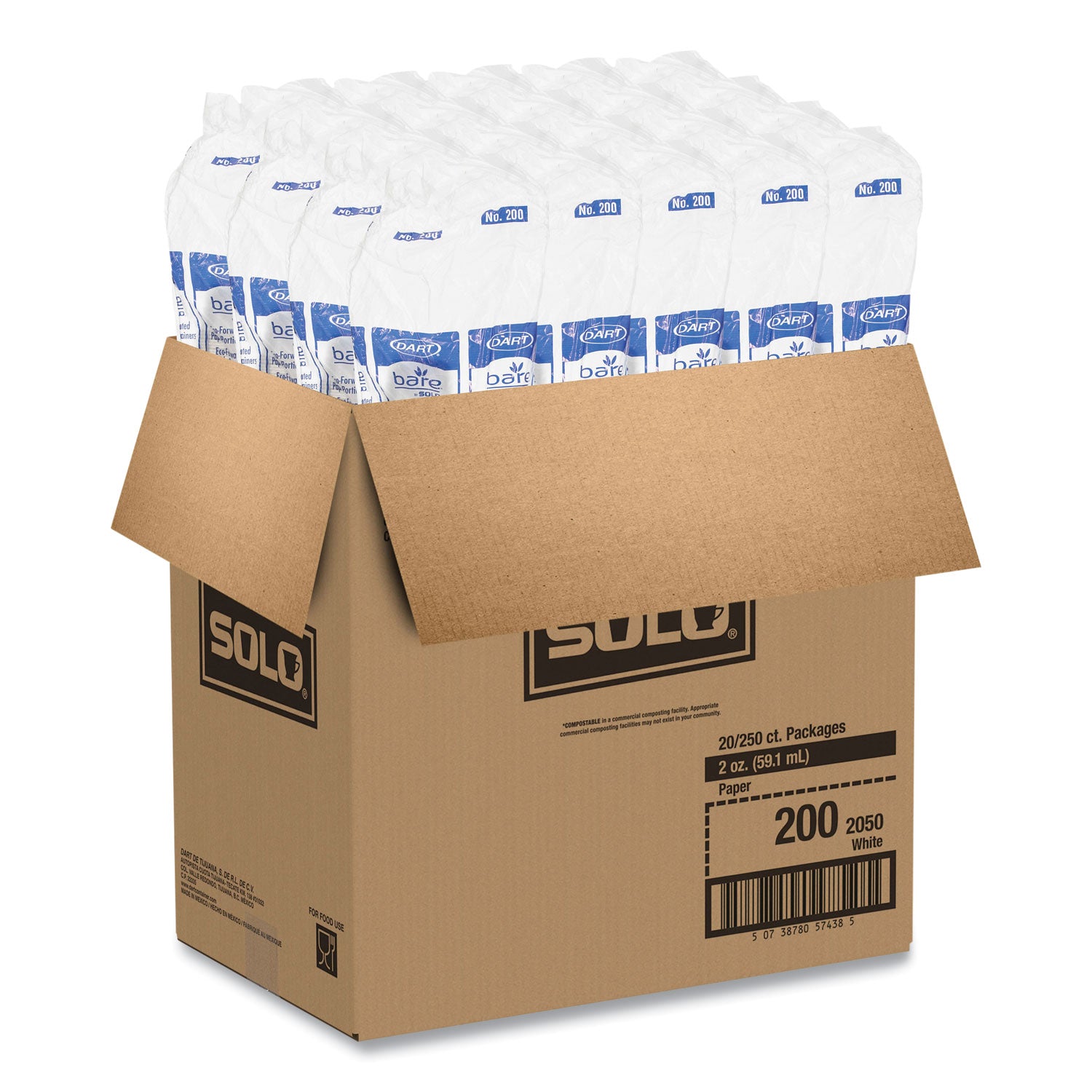 Paper Portion Cups, ProPlanet Seal, 2 oz, White, 250/Bag, 20 Bags/Carton - 