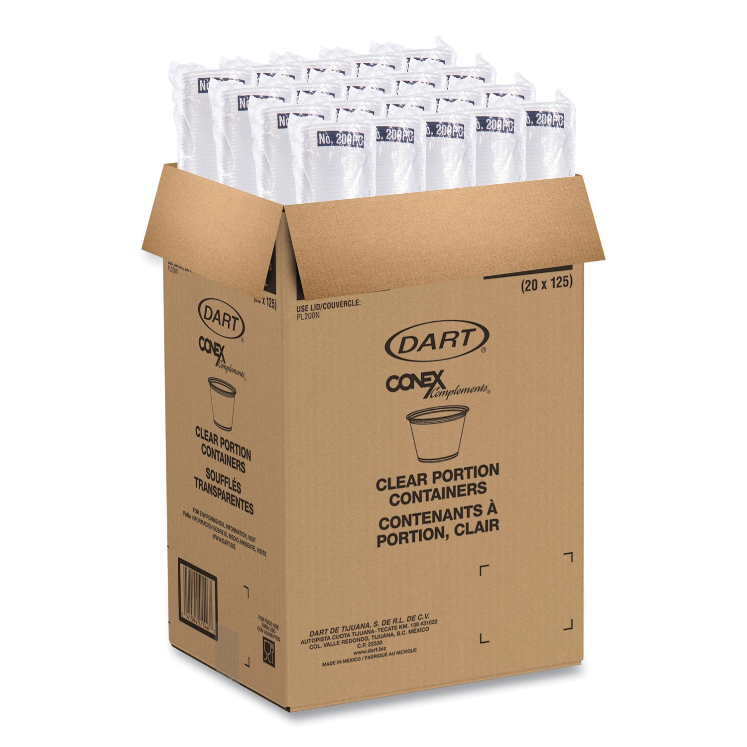 Conex Complements Portion/Medicine Cups, 2 oz, Clear, 125/Bag, 20 Bags/Carton - 
