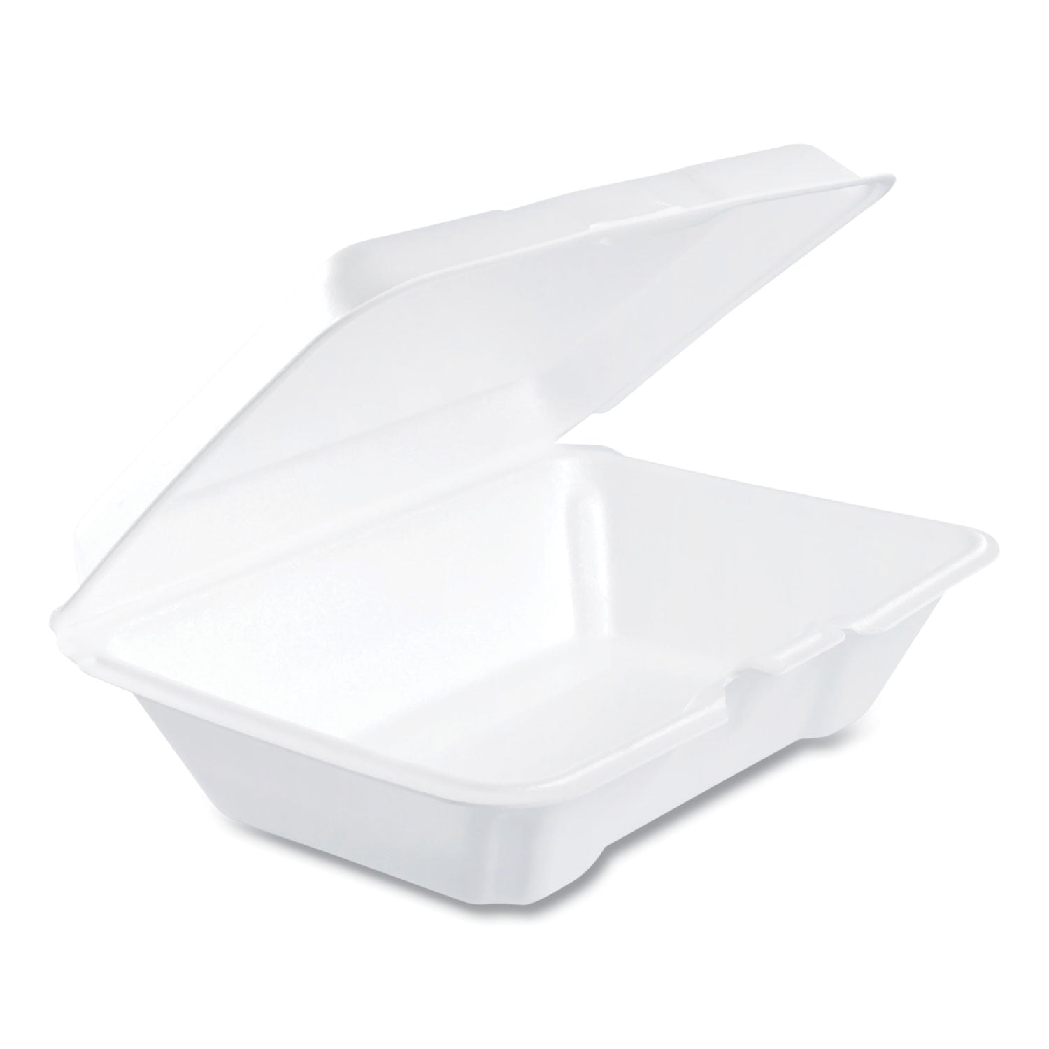 Foam Hinged Lid Containers, 1-Compartment, 6.4 x 9.3 x 2.9, White, 100/Pack, 2 Packs/Carton - 