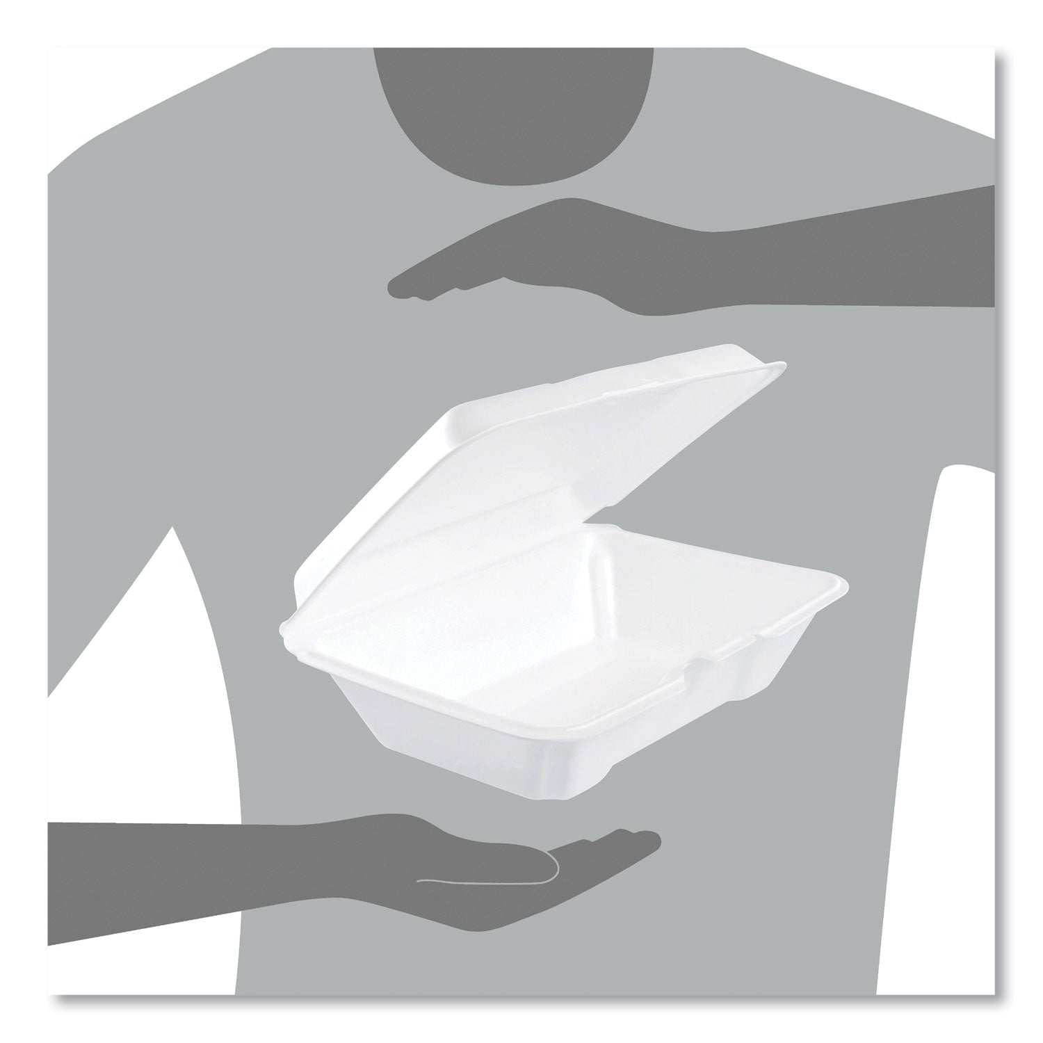 Foam Hinged Lid Containers, 1-Compartment, 6.4 x 9.3 x 2.9, White, 100/Pack, 2 Packs/Carton