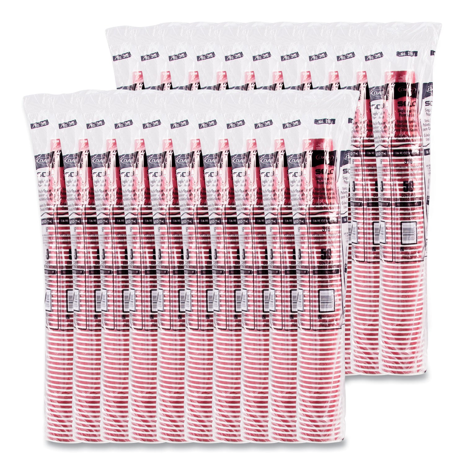 Paper Hot Drink Cups in Bistro Design, 16 oz, Maroon, 50/Pack