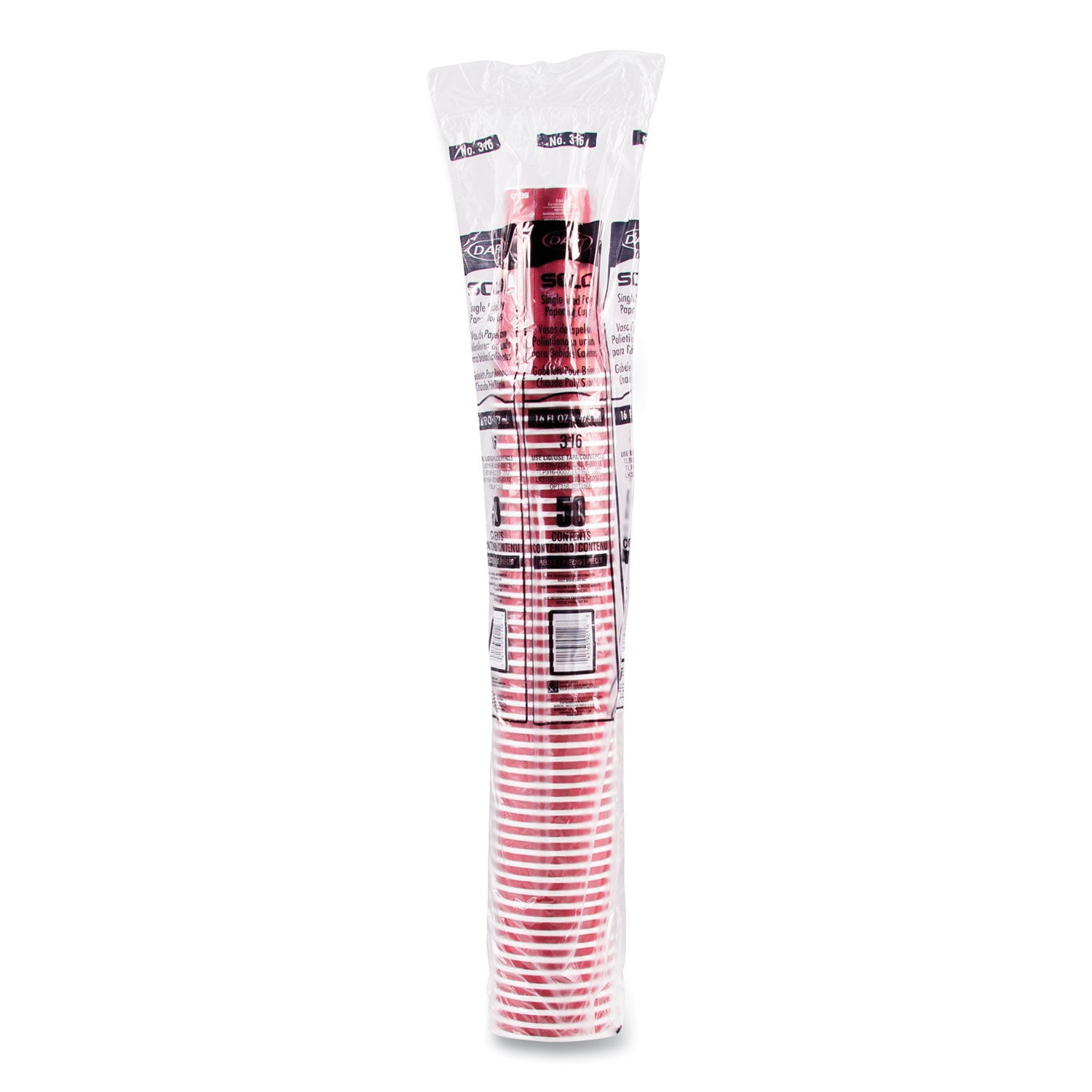 Paper Hot Drink Cups in Bistro Design, 16 oz, Maroon, 50/Pack