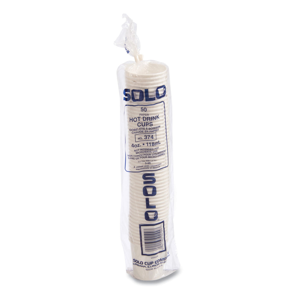 Single-Sided Poly Paper Hot Cups, 4 oz, White, 50 Bag, 20 Bags/Carton