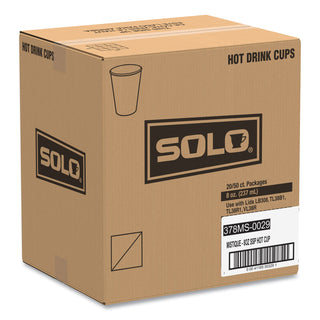 Mistique Polycoated Hot Paper Cups, 8 oz, Printed, Brown, 50/ Sleeve, 20 Sleeves/Carton
