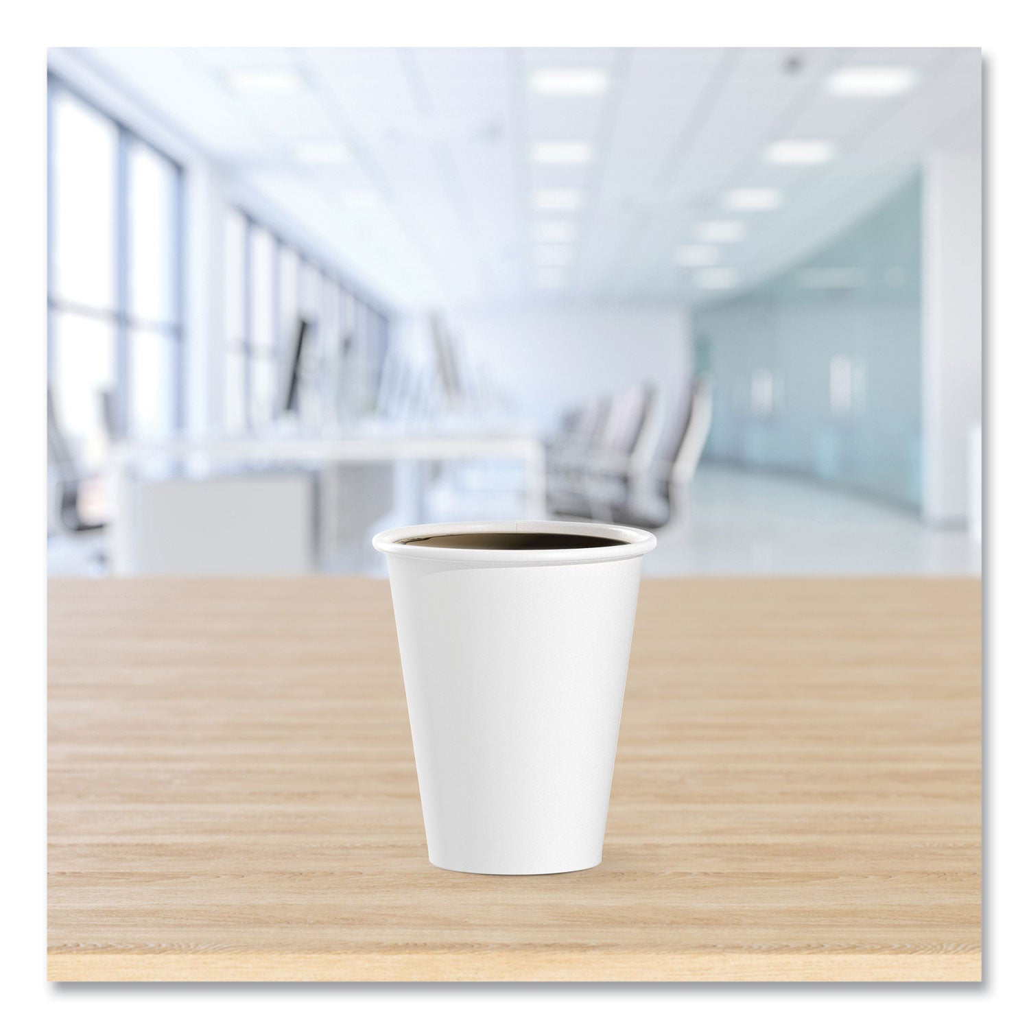 Single-Sided Poly Paper Hot Cups, 8 oz, White, 50/Bag, 20 Bags/Carton - 