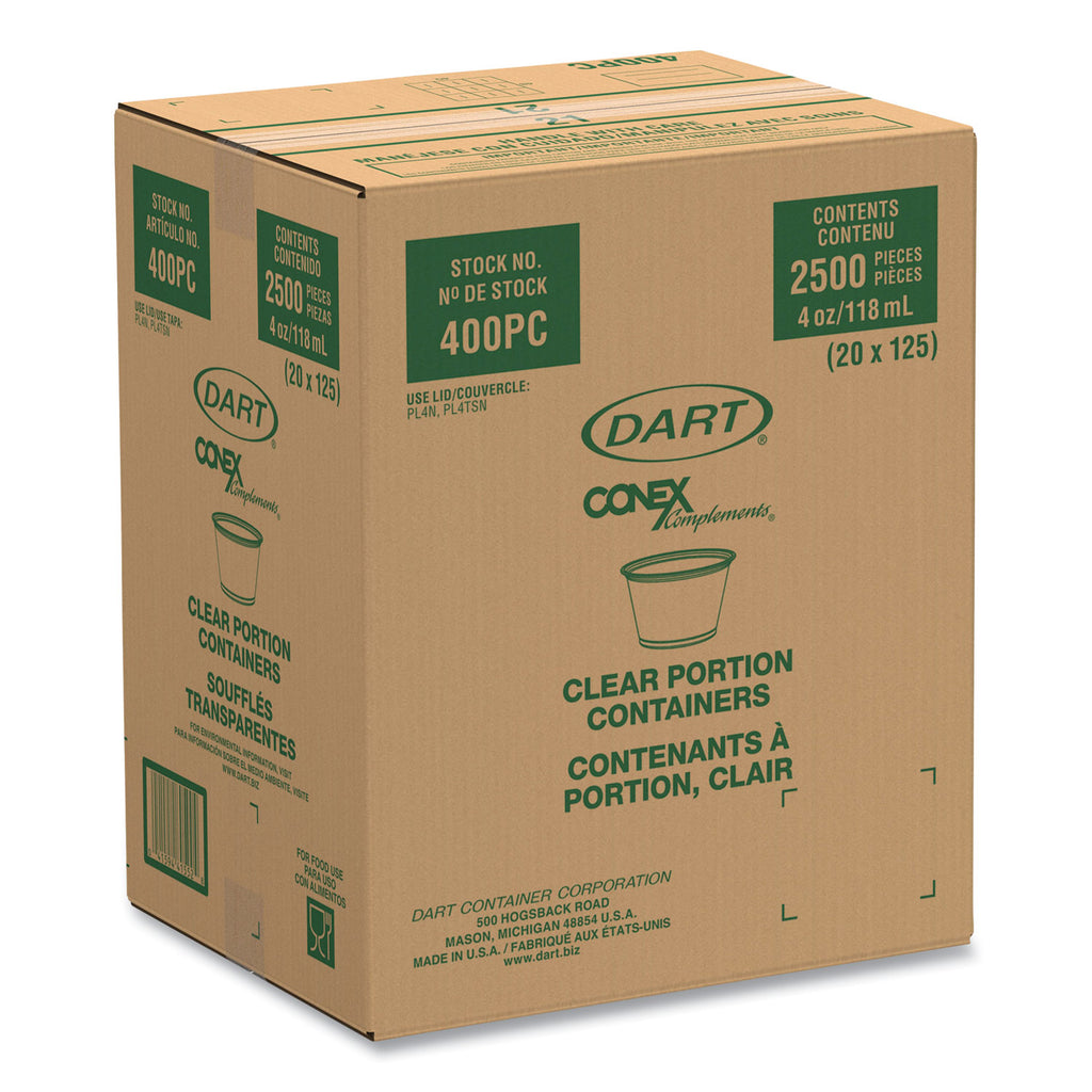 Conex Complements Portion/Medicine Cups, 4 oz, Clear, 125/Bag, 20 Bags/Carton