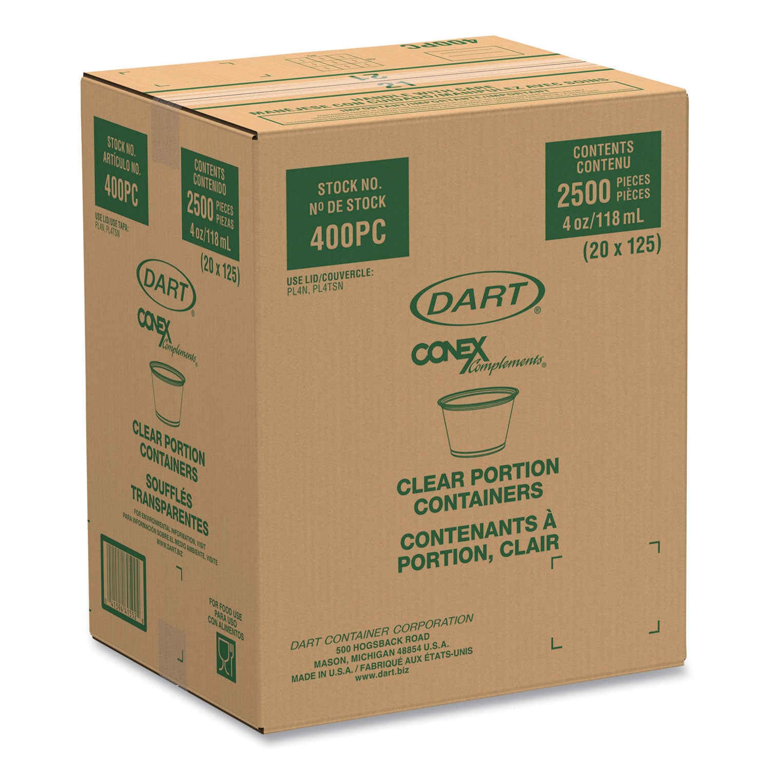 Conex Complements Portion/Medicine Cups, 4 oz, Clear, 125/Bag, 20 Bags/Carton