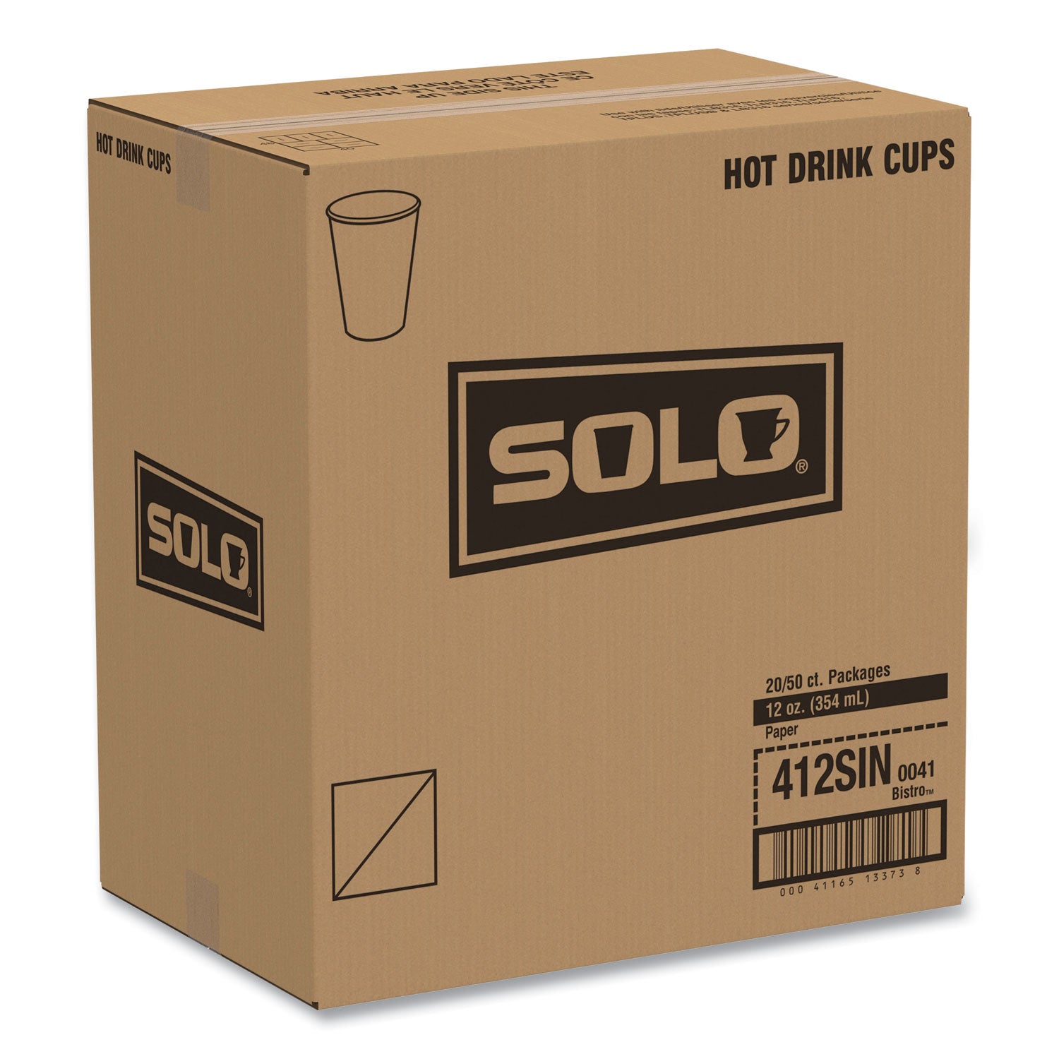 Paper Hot Drink Cups in Bistro Design, 12 oz, Maroon, 50/Pack