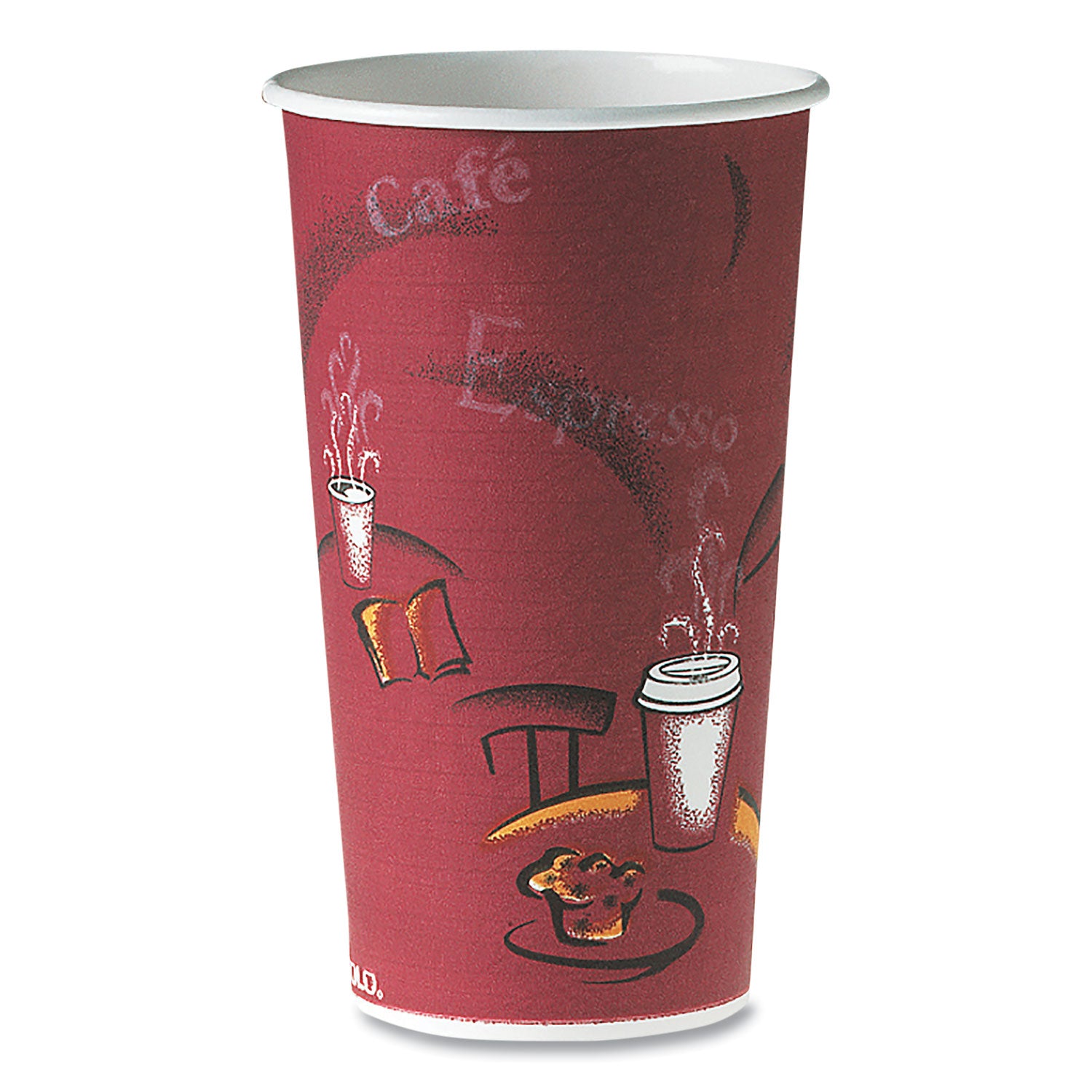 Single-Sided Poly Paper Hot Cups, 20 oz, Bistro Design, 600/Carton - 