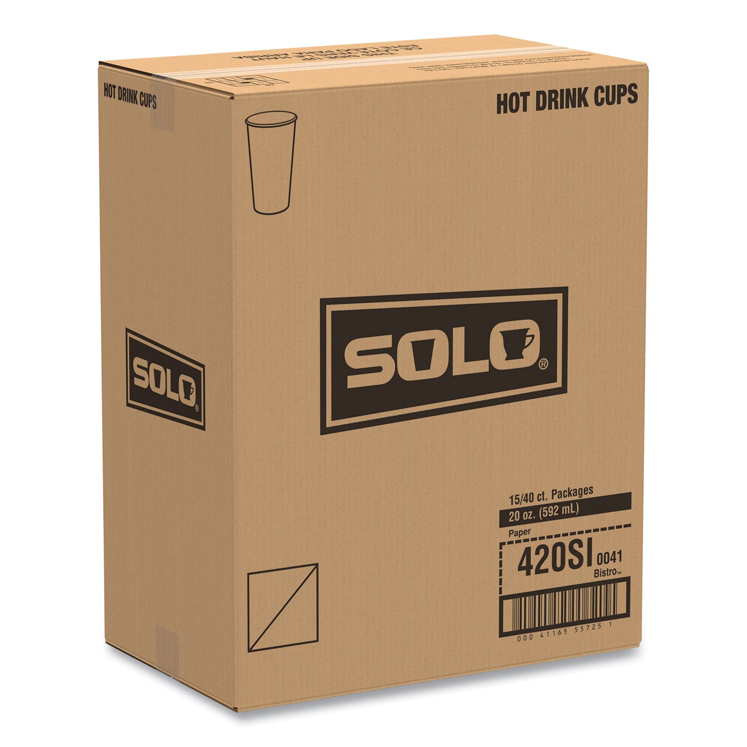 Single-Sided Poly Paper Hot Cups, 20 oz, Bistro Design, 600/Carton