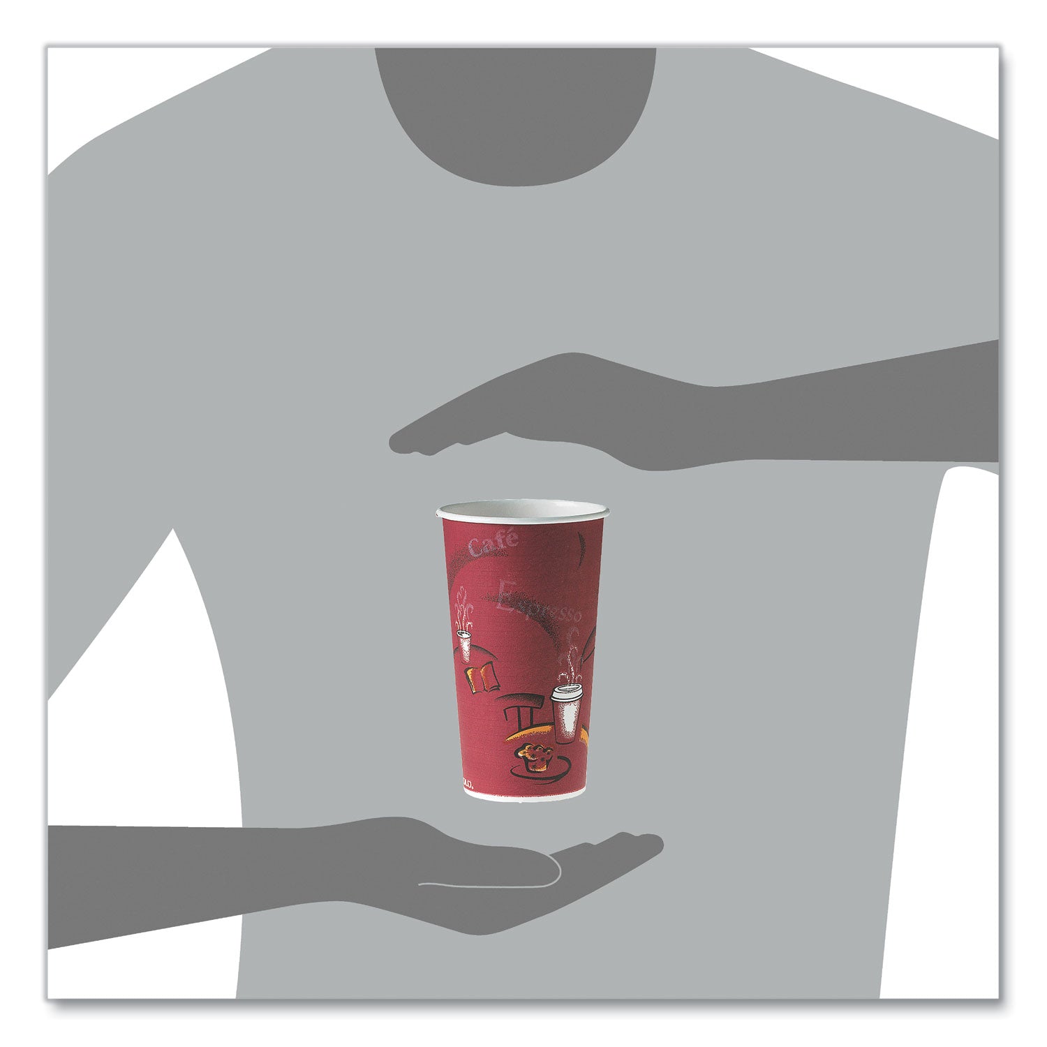 Single-Sided Poly Paper Hot Cups, 20 oz, Bistro Design, 600/Carton - 