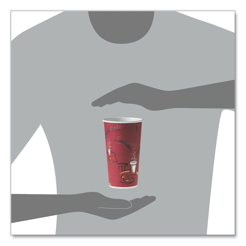 Single-Sided Poly Paper Hot Cups, 20 oz, Bistro Design, 600/Carton