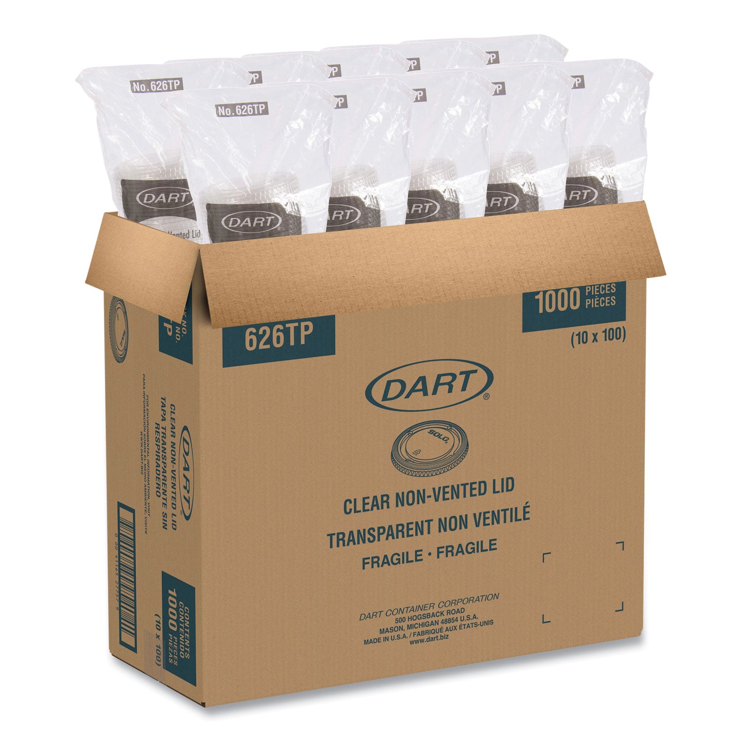 PETE Plastic Flat Cold Cup Lids, Fits 12 oz to 24 oz Cups, Clear, 1,000/Carton