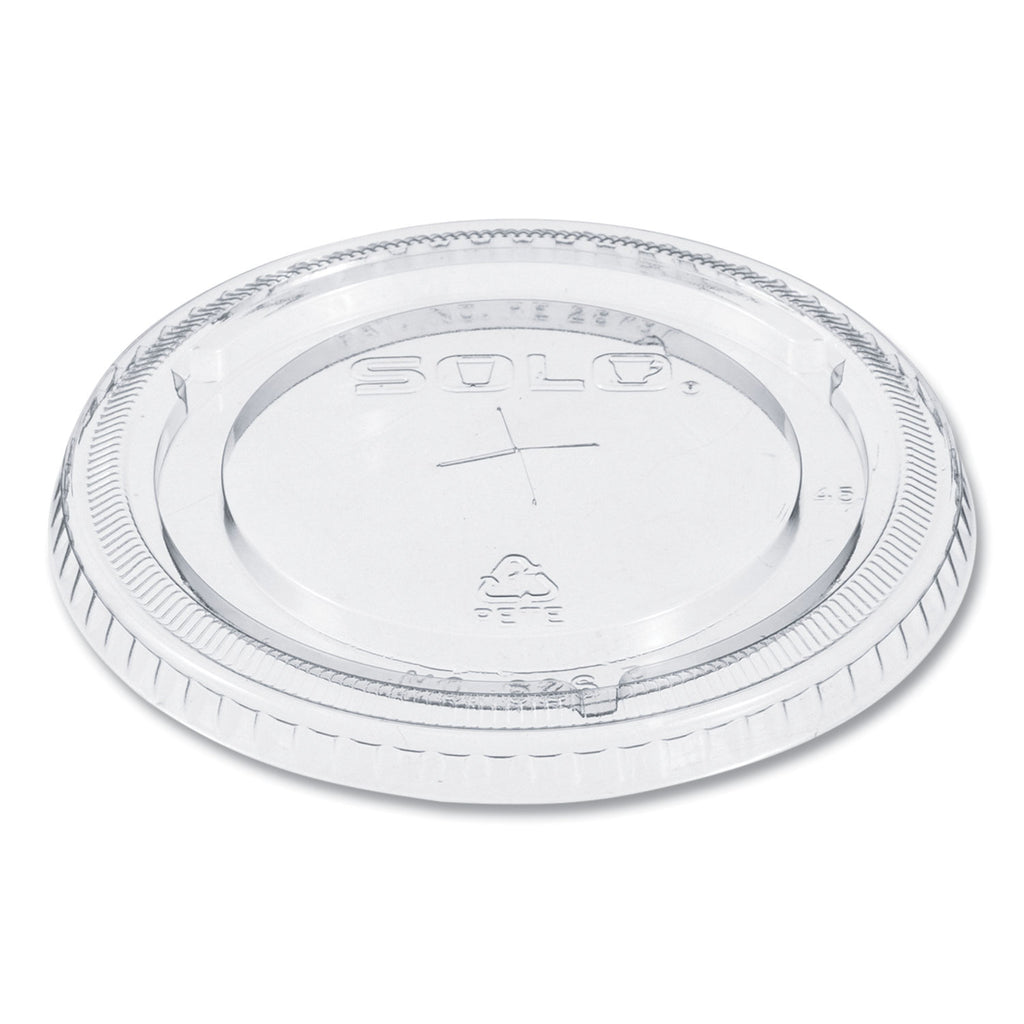 PETE Flat Straw-Slot Cold Cup Lids, Fits 16 oz to 24 oz, Clear, 100/Pack