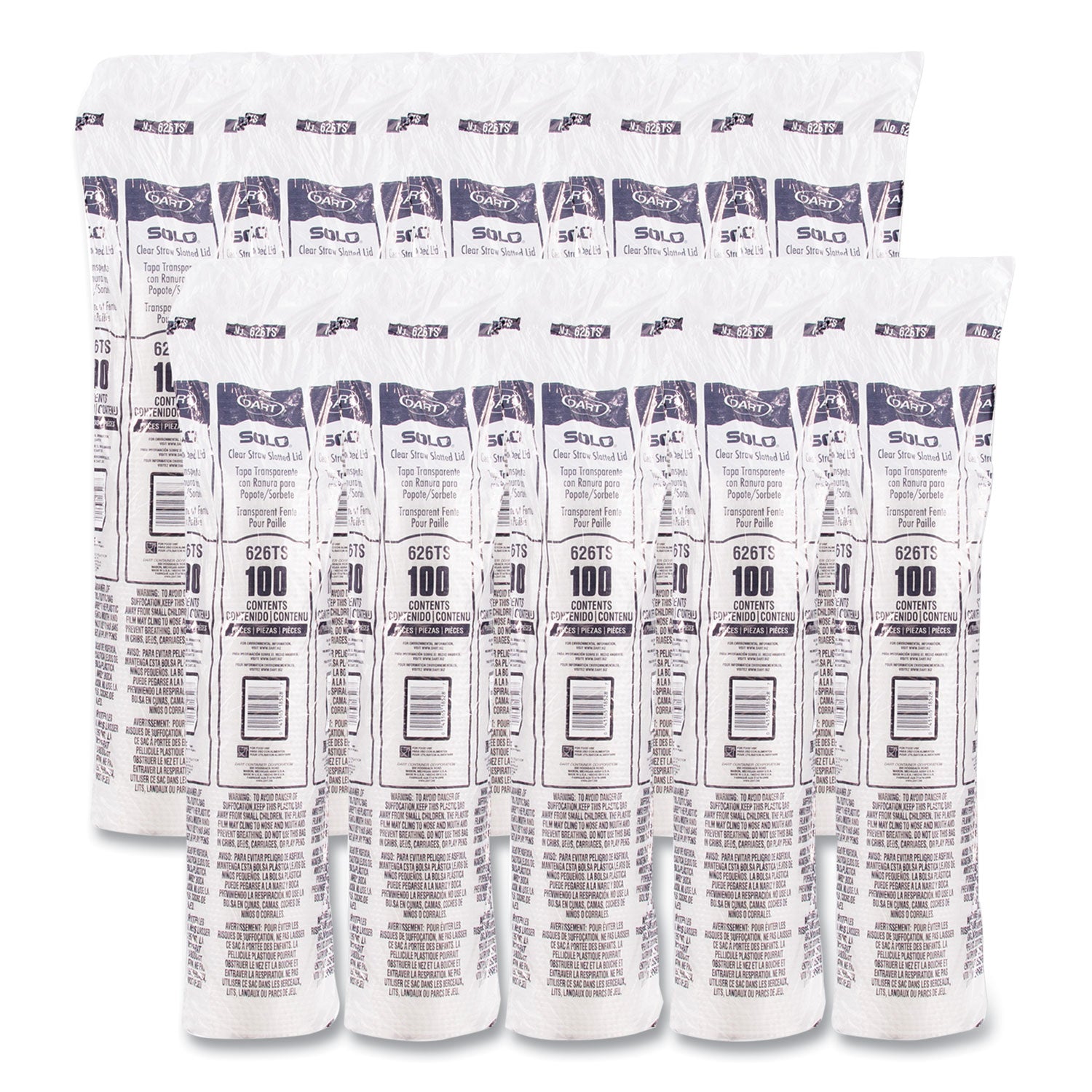 PETE Flat Straw-Slot Cold Cup Lids, Fits 16 oz to 24 oz, Clear, 100/Pack