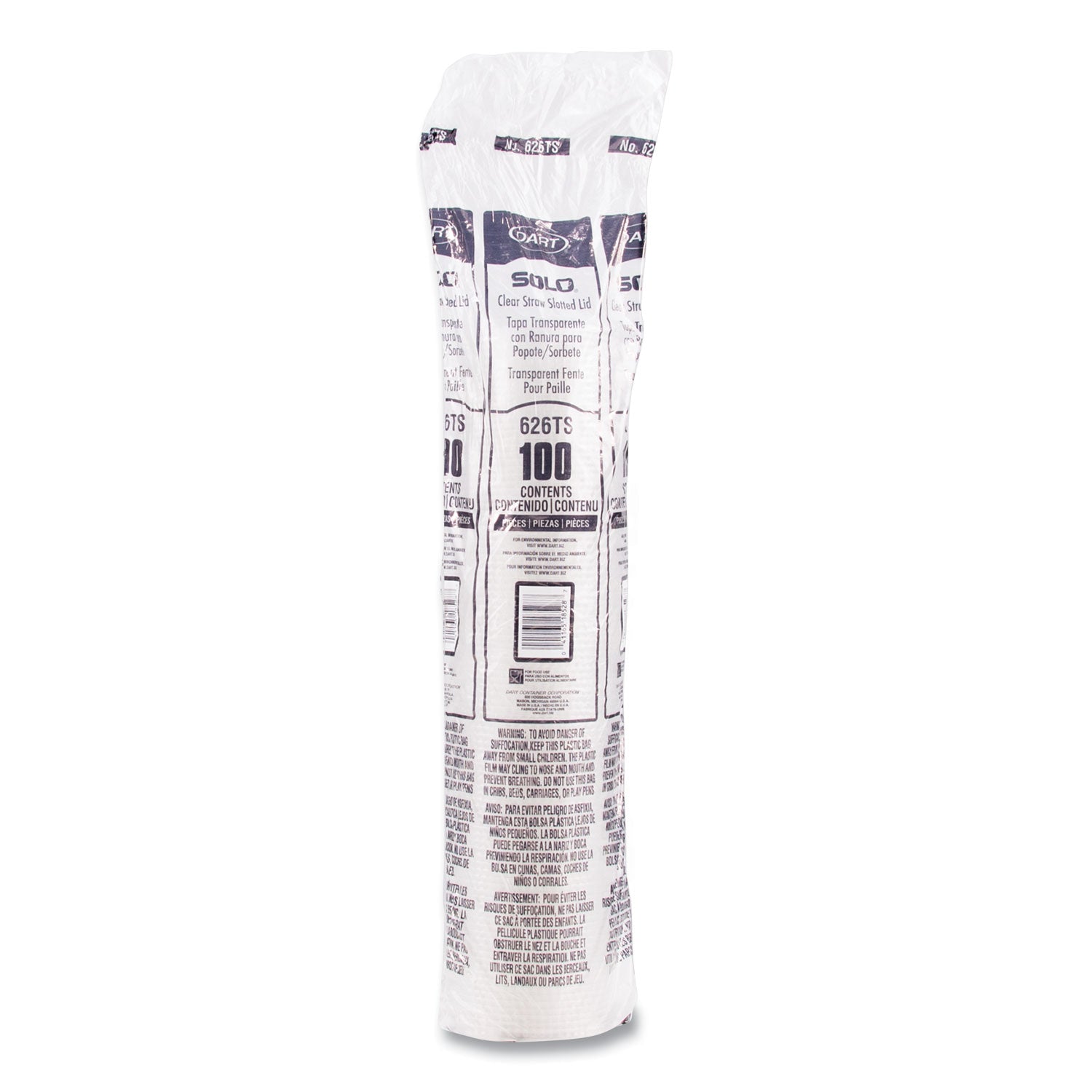 PETE Flat Straw-Slot Cold Cup Lids, Fits 16 oz to 24 oz, Clear, 100/Pack