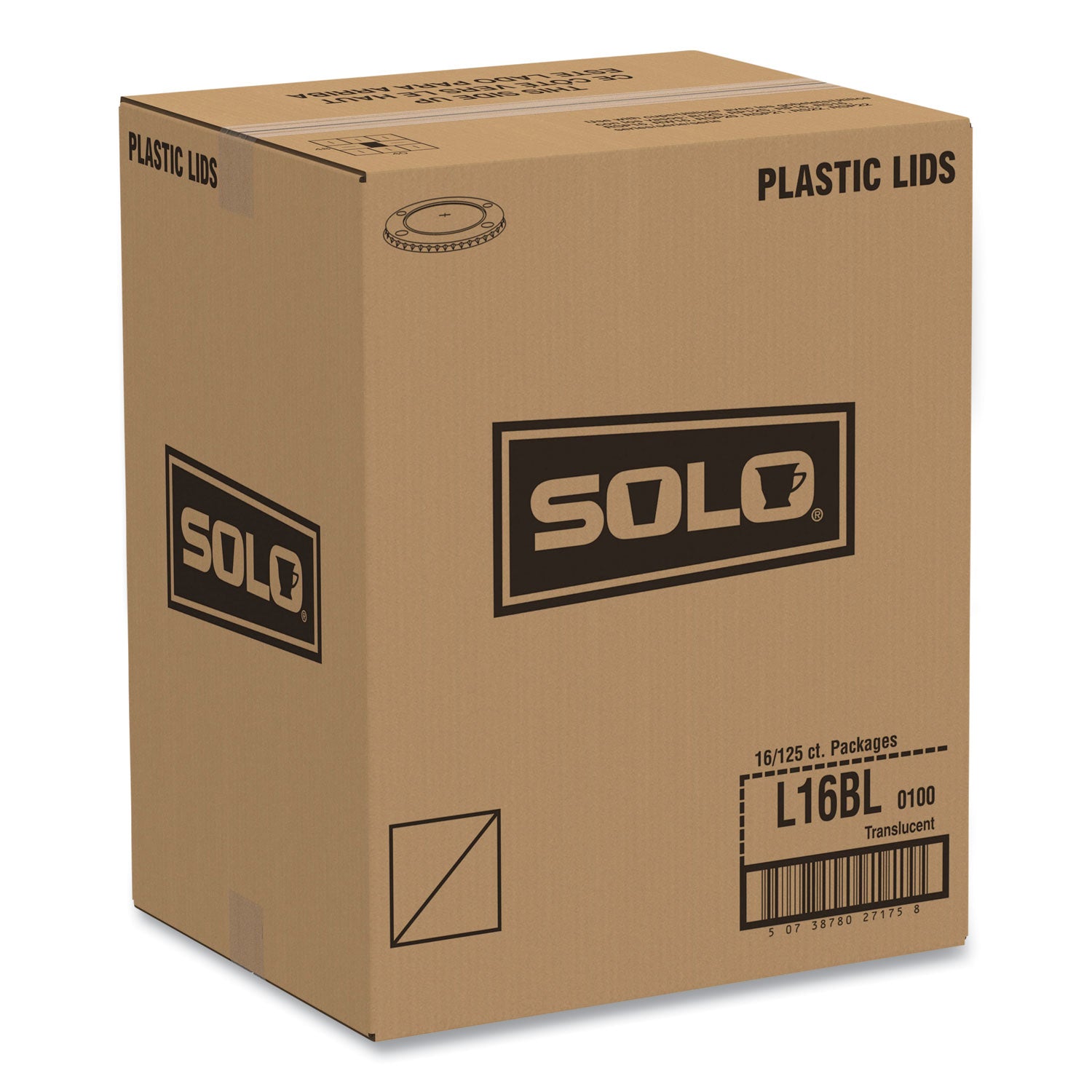 Polystyrene Plastic Flat Straw-Slot Cold Cup Lids, Fits 12 oz to 24 oz Cups, Translucent, 125/Pack, 16 Packs/Carton