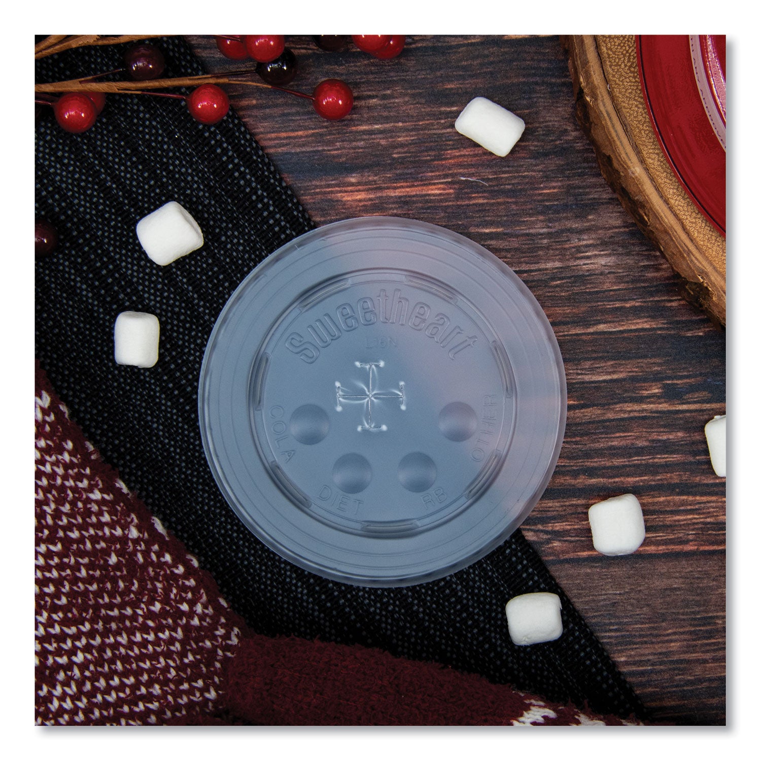 Polystyrene Plastic Flat Straw-Slot Cold Cup Lids, Fits 12 oz to 24 oz Cups, Translucent, 125/Pack, 16 Packs/Carton