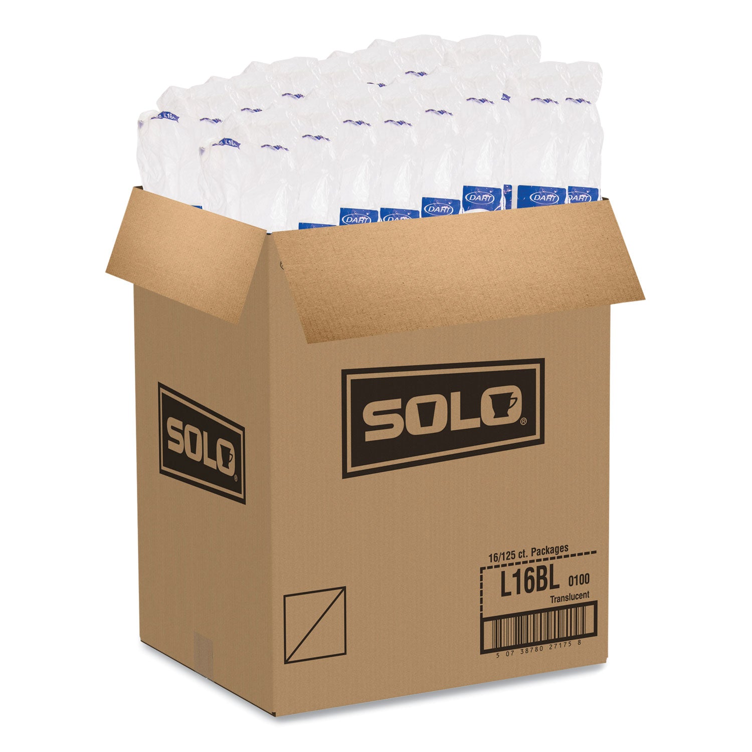 Polystyrene Plastic Flat Straw-Slot Cold Cup Lids, Fits 12 oz to 24 oz Cups, Translucent, 125/Pack, 16 Packs/Carton