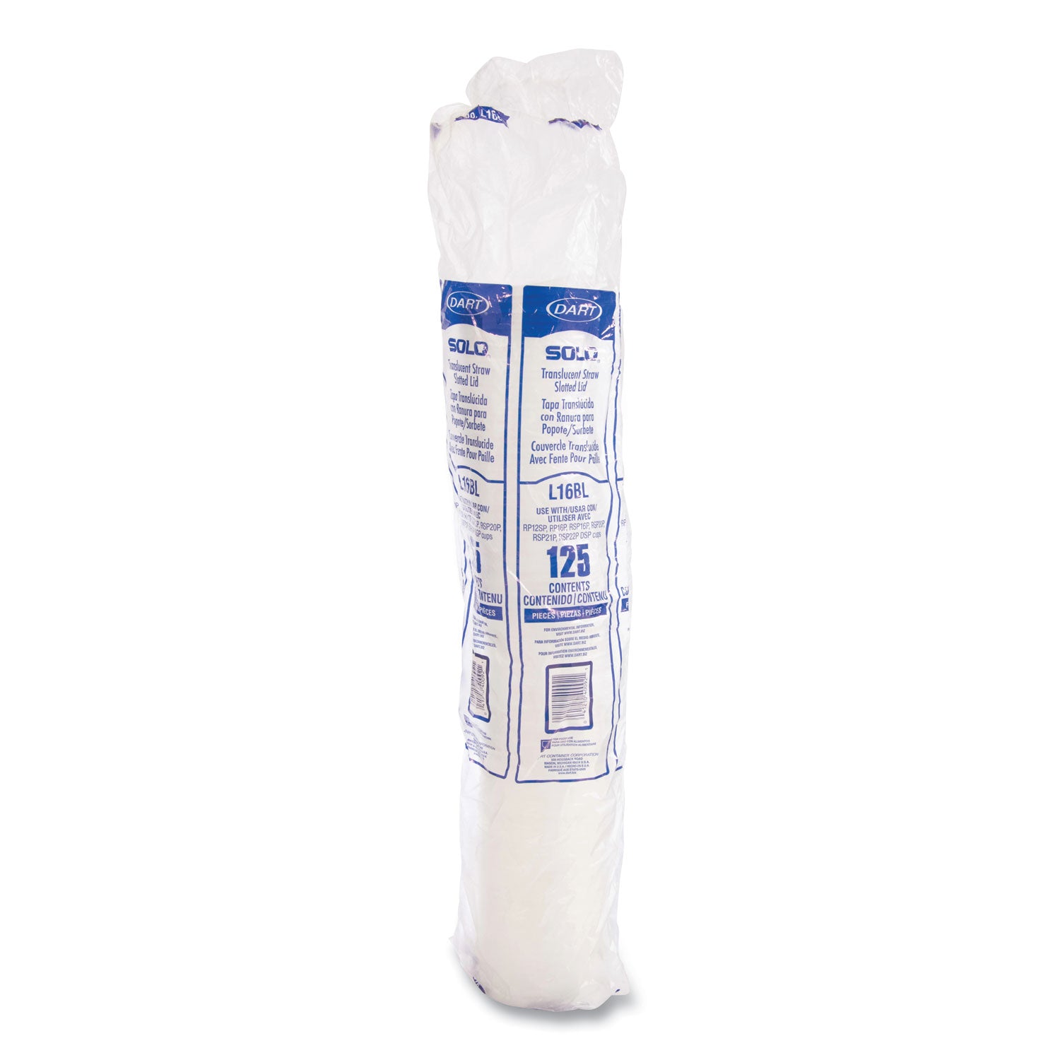 Polystyrene Plastic Flat Straw-Slot Cold Cup Lids, Fits 12 oz to 24 oz Cups, Translucent, 125/Pack, 16 Packs/Carton
