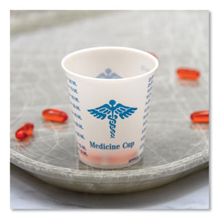 Paper Medical and Dental Graduated Cups, ProPlanet Seal, 3 oz, White/Blue, 100/Bag, 50 Bags/Carton