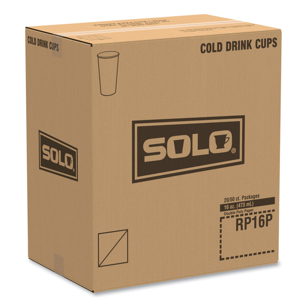 Double Sided Poly (DSP) Paper Cold Cups, 16 oz, Beige/White, 50/Sleeve, 20 Sleeves/Carton
