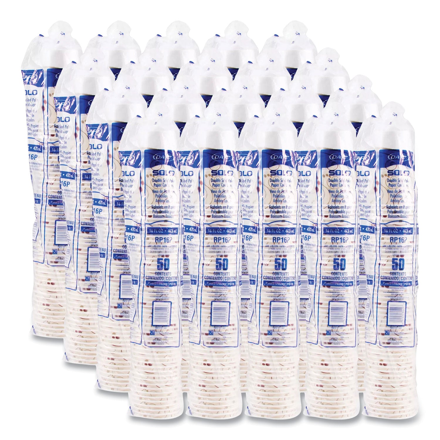 Double Sided Poly (DSP) Paper Cold Cups, 16 oz, Beige/White, 50/Sleeve, 20 Sleeves/Carton