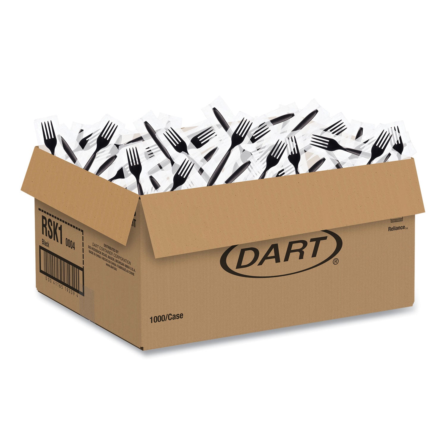 Reliance Mediumweight Cutlery, Fork, Black, 1,000/Carton