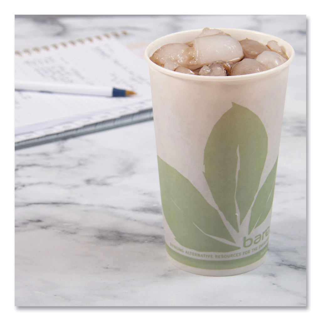 Bare Eco-Forward Paper Cold Cups, ProPlanet Seal, 16 oz, Green/White, 100/Sleeve 10 Sleeves/Carton