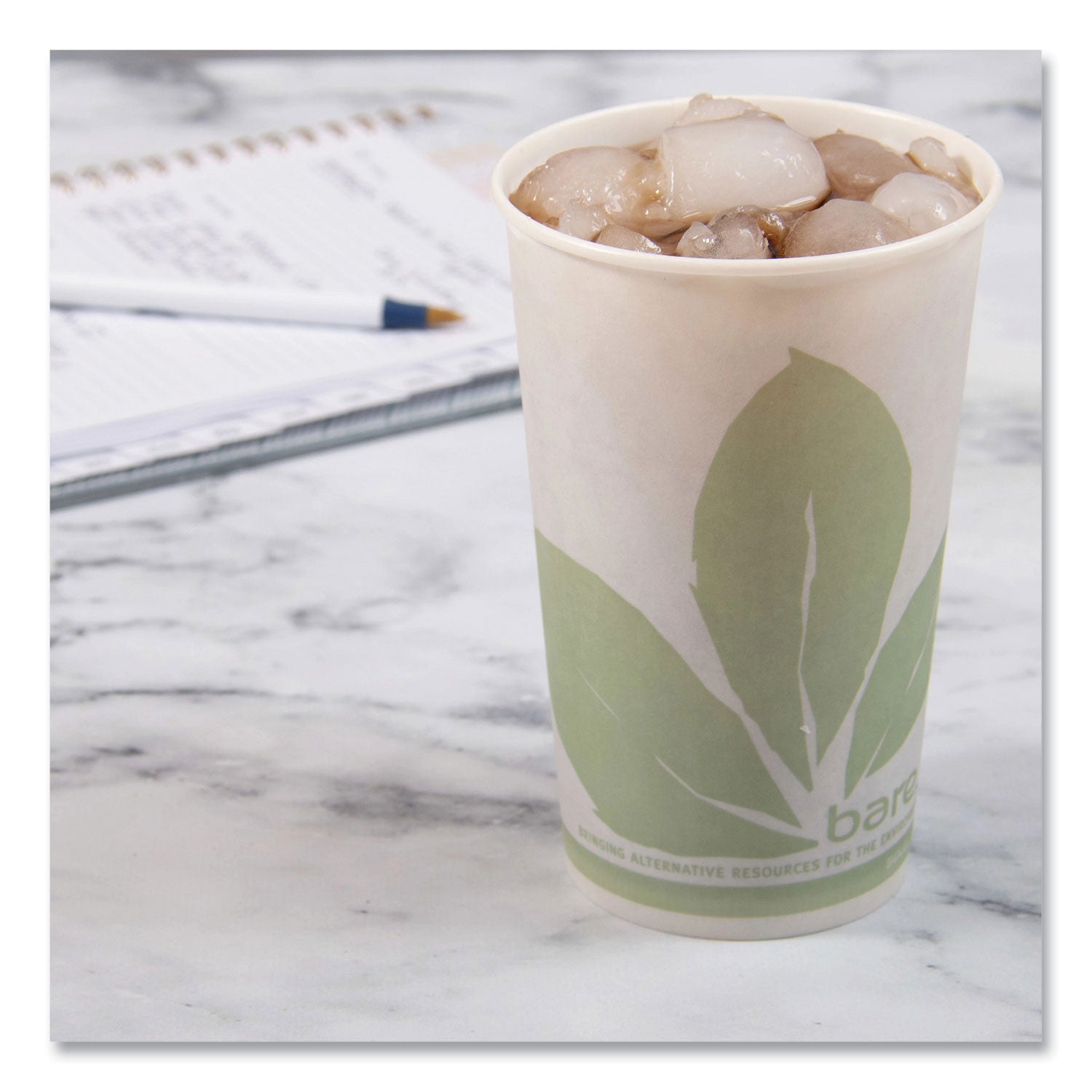 Bare Eco-Forward Paper Cold Cups, ProPlanet Seal, 16 oz, Green/White, 100/Sleeve 10 Sleeves/Carton