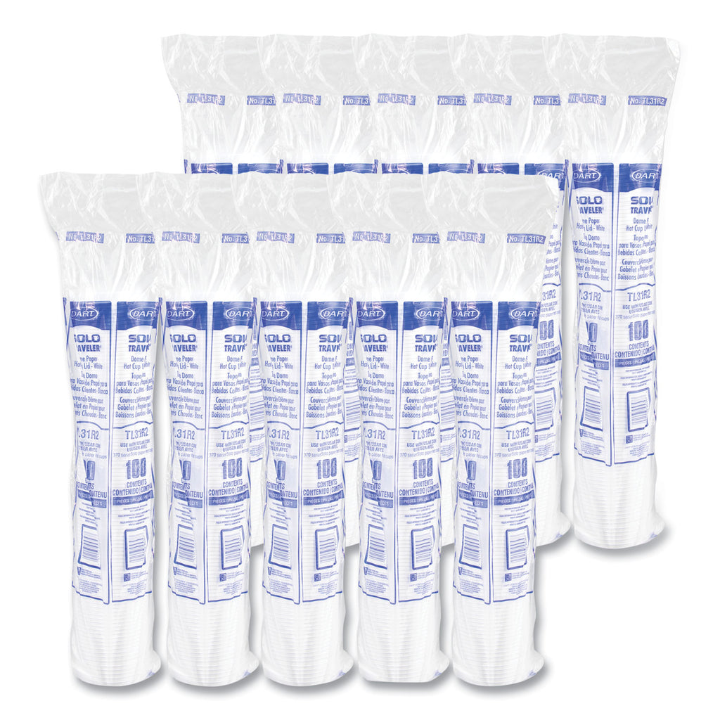 Traveler Cappuccino Style Dome Lid, Fits 10 oz Cups, White, 100/Pack, 10 Packs/Carton