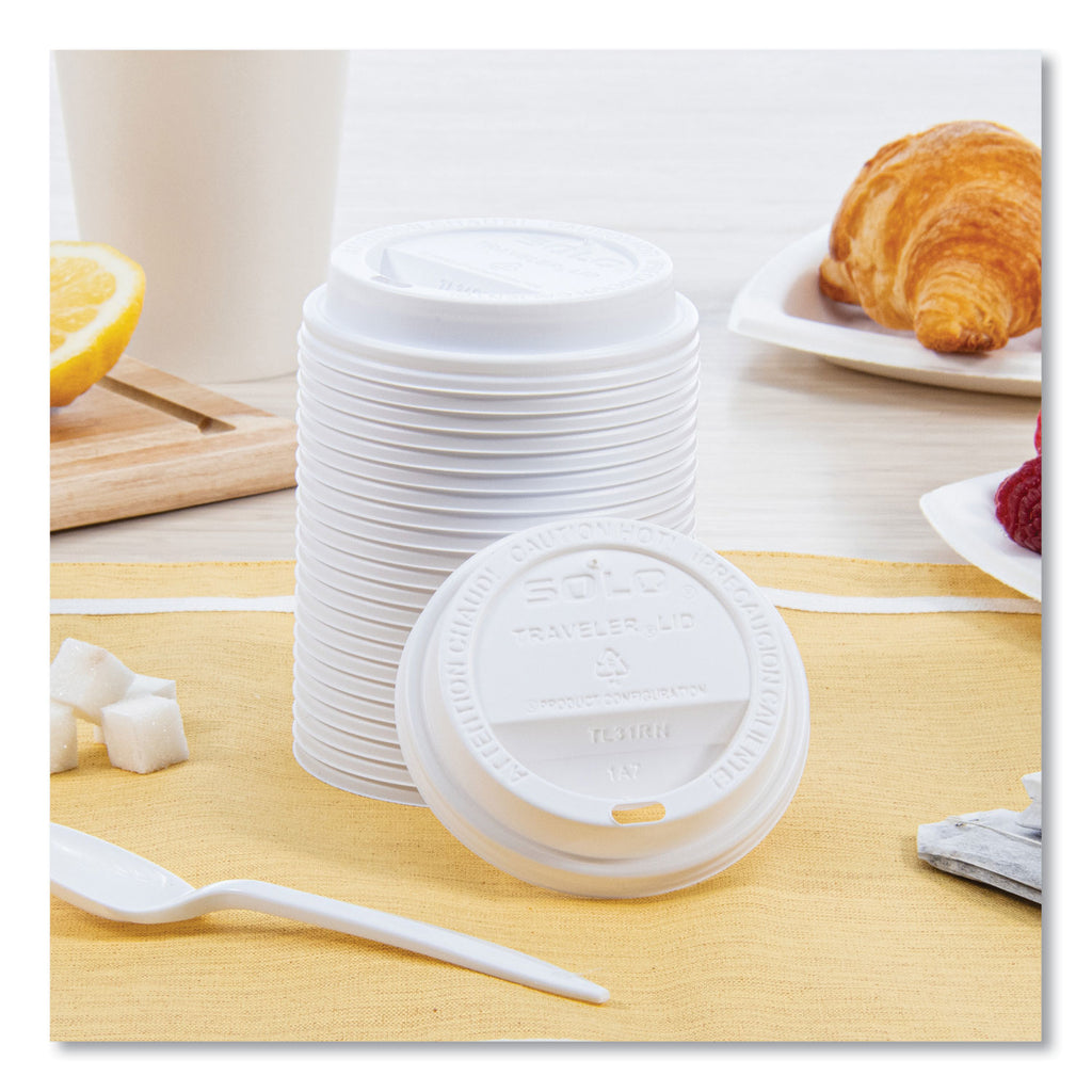 Traveler Cappuccino Style Dome Lid, Fits 10 oz Cups, White, 100/Pack, 10 Packs/Carton